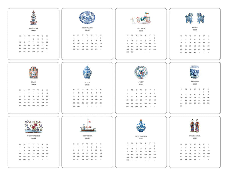 2025 Chinoiserie Calendar with Easel