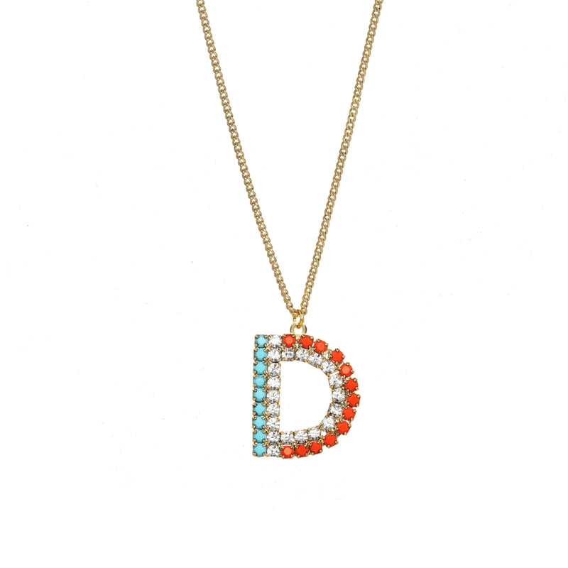 TOVA Crystal Monogram Necklace
