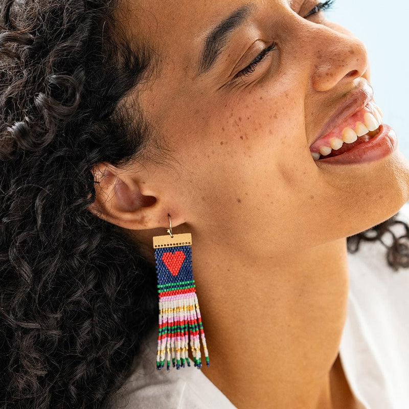 Lauren Heart Beaded Earring