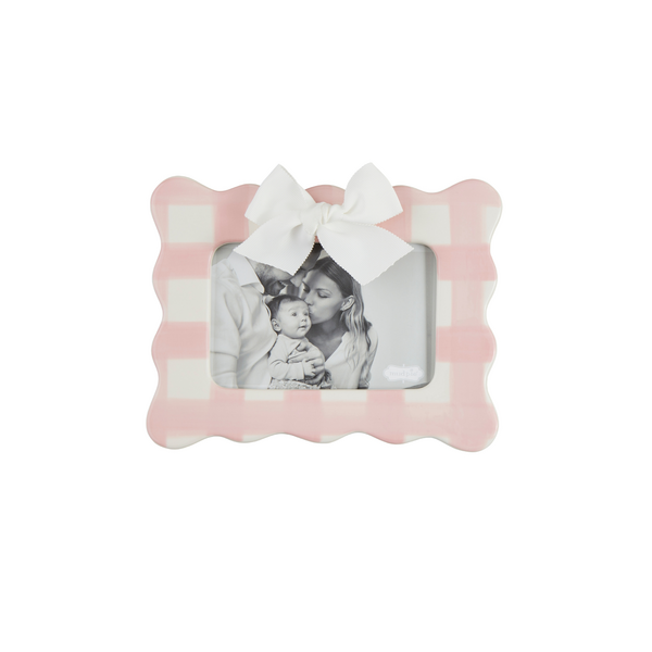 Gingham Bow Frame - Pink