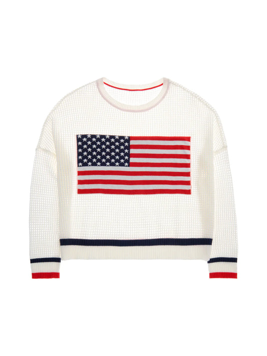 American Flag Mesh Sweatshirt