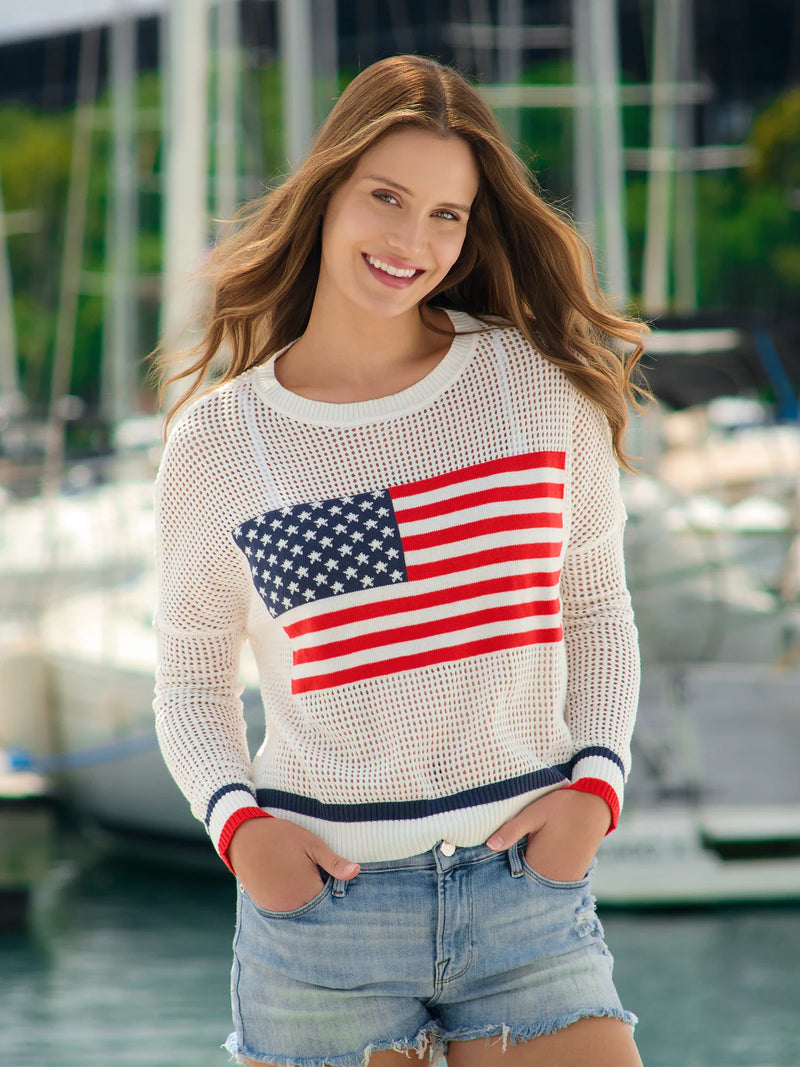 American Flag Mesh Sweatshirt