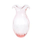 Pink Hibiscus Glass Vertical Fluted Small Vase