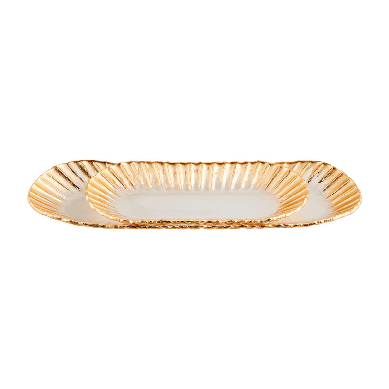 Ruffled Gold Edge Tray Set