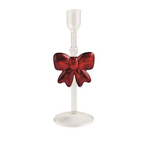Glass Christmas Taper Holder