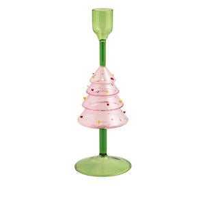 Glass Christmas Taper Holder