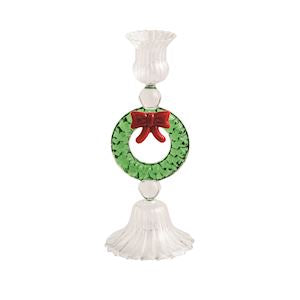Glass Christmas Taper Holder