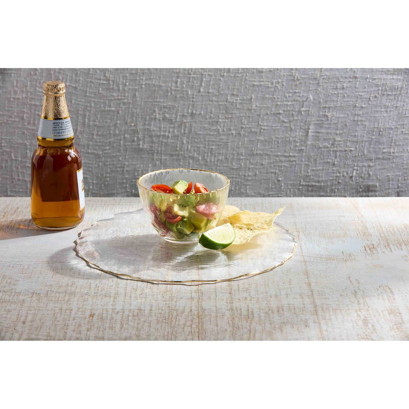 Gold Edge Pedestal/Chip & Dip Server