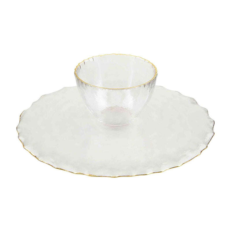 Gold Edge Pedestal/Chip & Dip Server