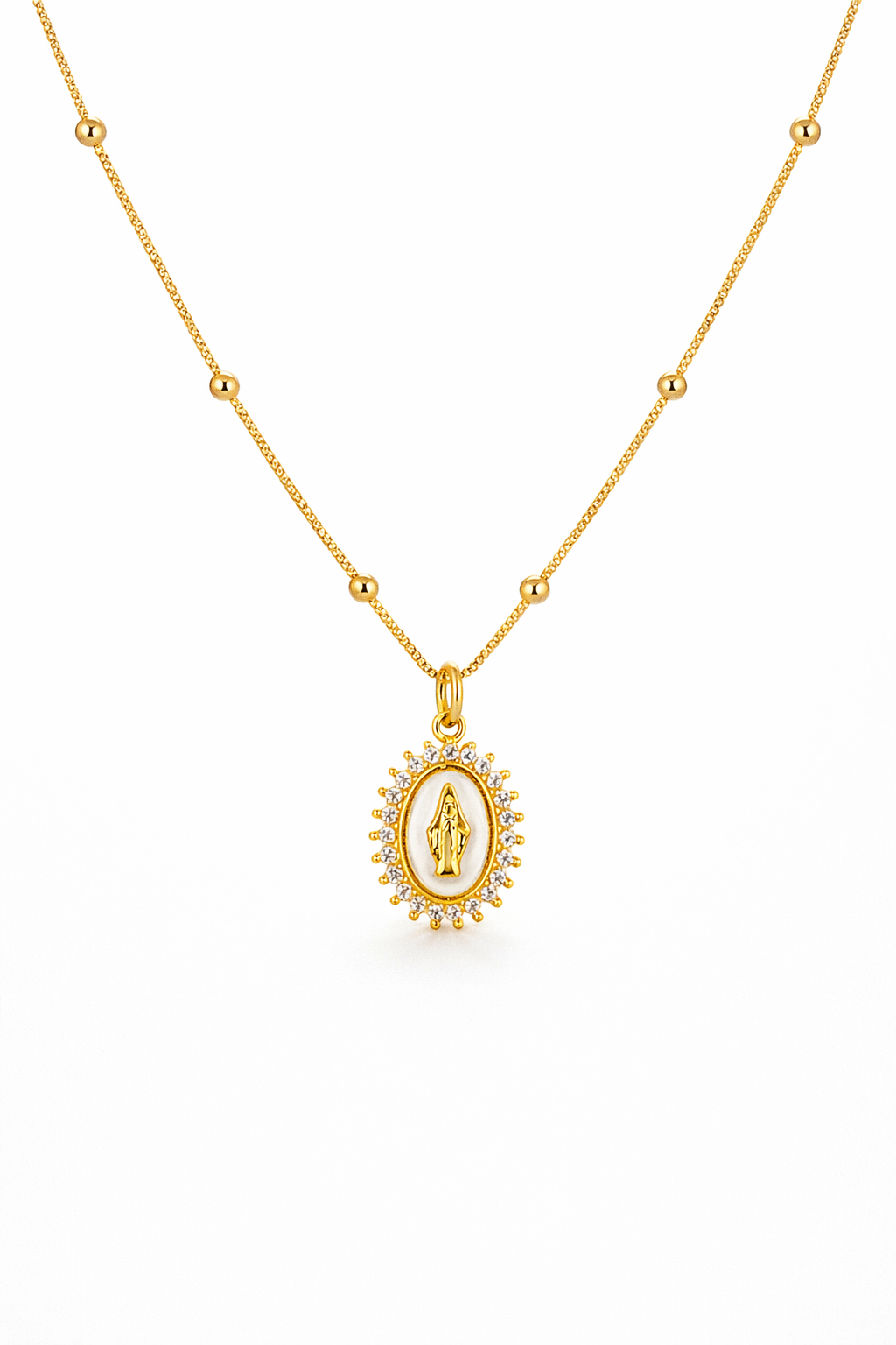 Our Lady of Lourdes Necklace | White