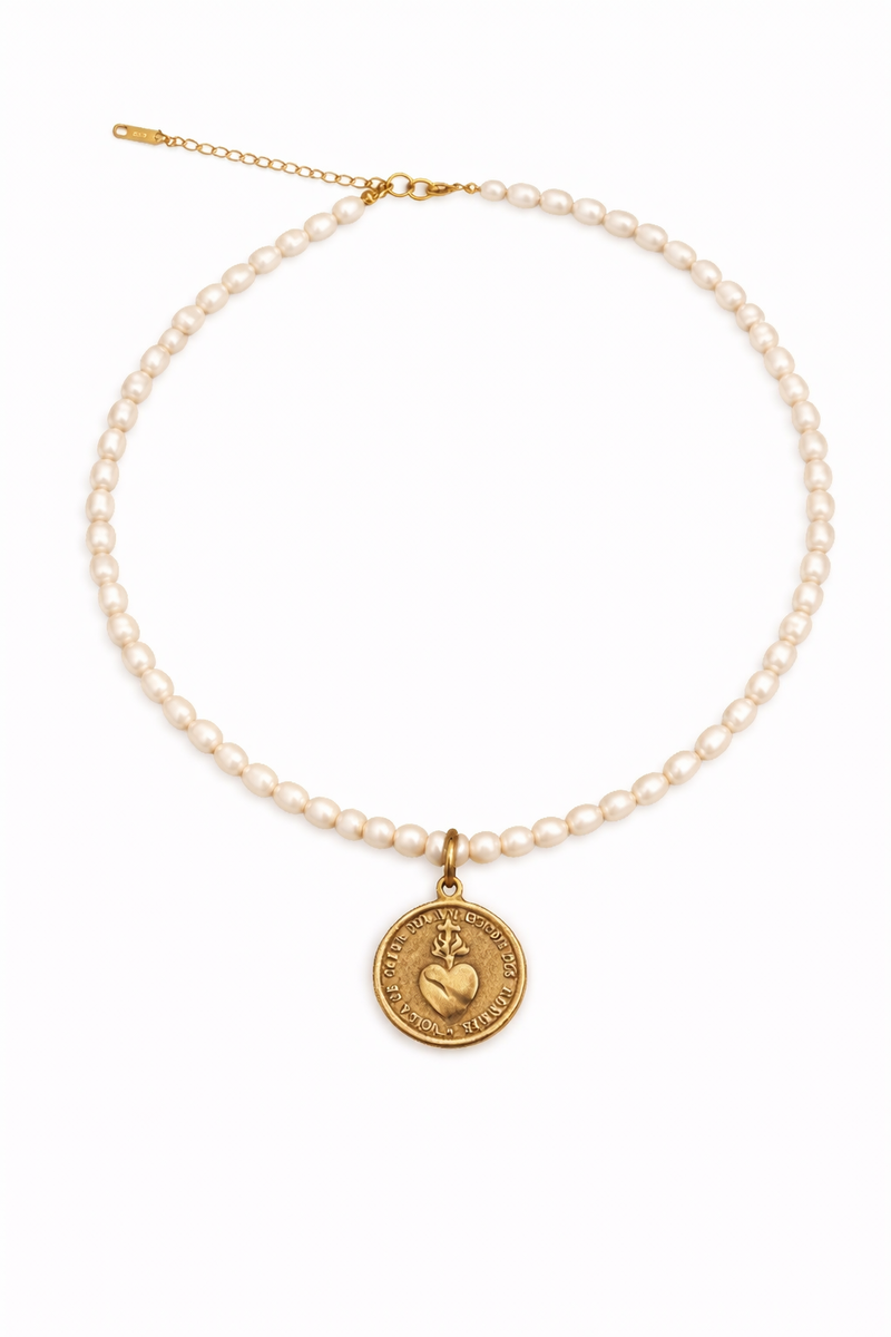Sacred Pearl Necklace | Burning Heart — Classic