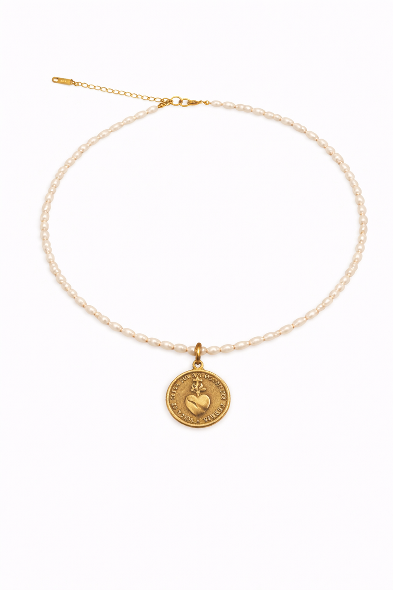 Sacred Pearl Necklace | Burning Heart — Delicate