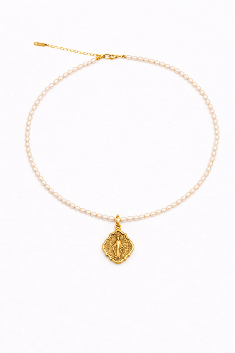 Sacred Pearl Necklace | Antique Mary — Delicate