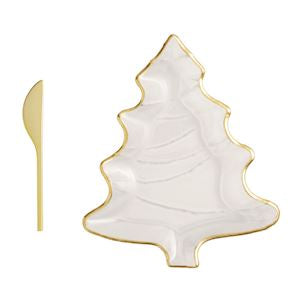 Gold Christmas Cheese Plate Set