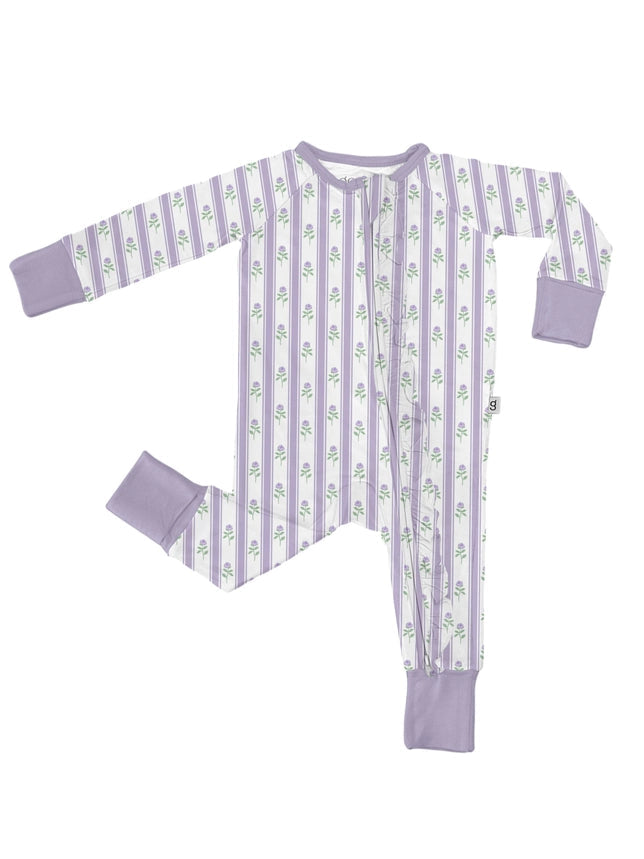 Lilac Buds Long Sleeve Zip Pajamas