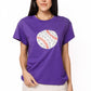 Queen of Sparkles Flower Baseball Tee Purple