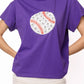 Queen of Sparkles Flower Baseball Tee Purple