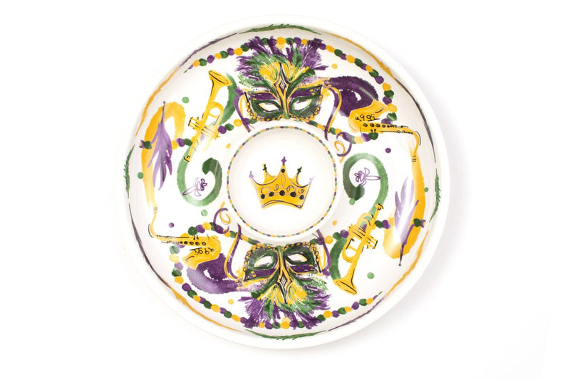 Chip & Dip Serving Platter- Mardi Gras Mask