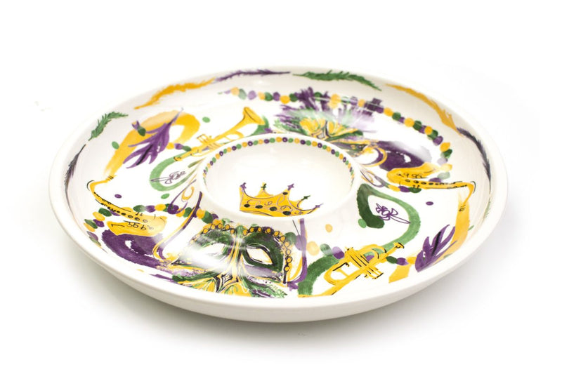 Chip & Dip Serving Platter- Mardi Gras Mask