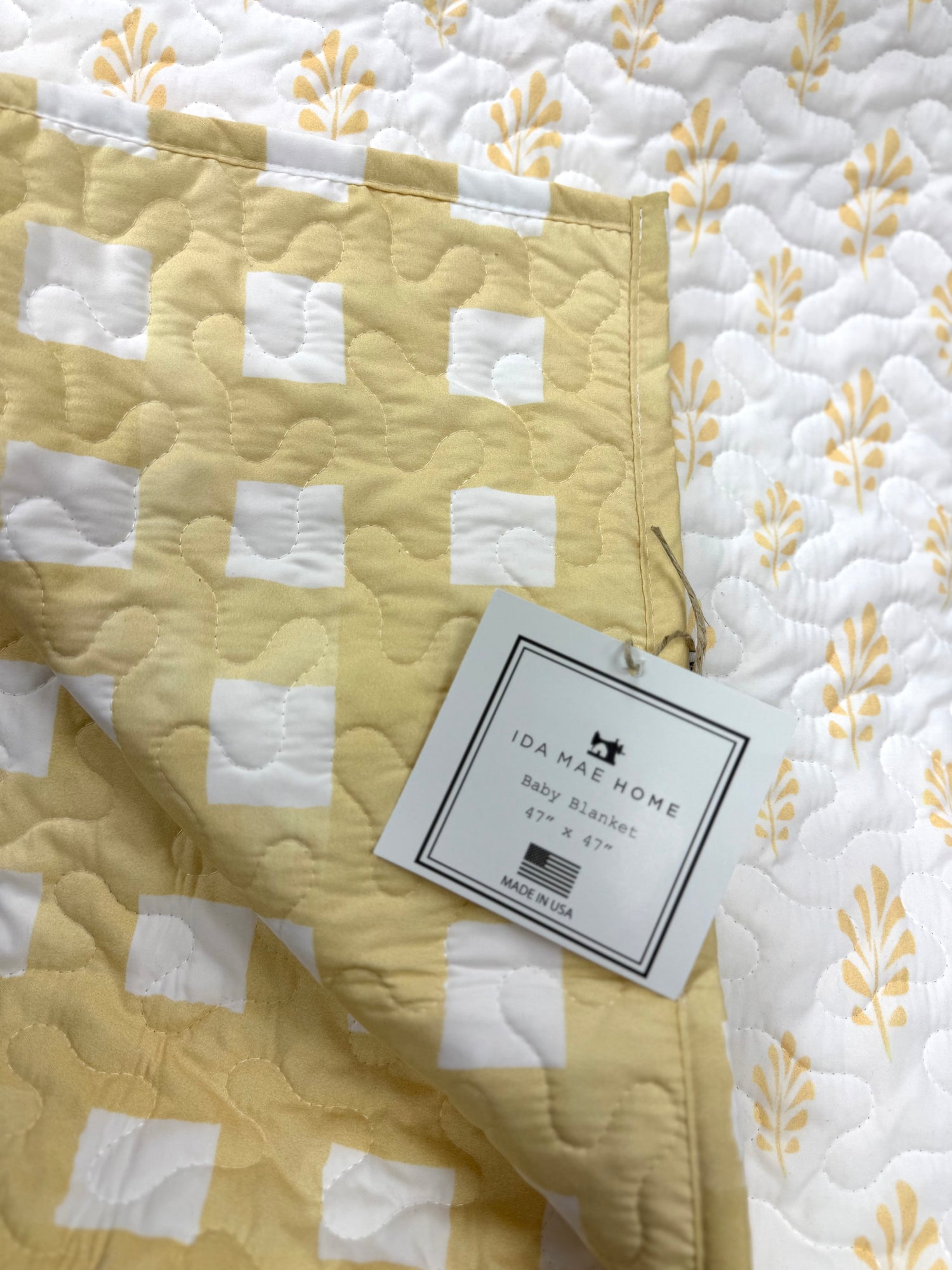 Ida Mae Light Yellow Plaid Baby Quilt