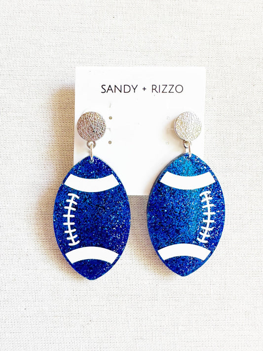 Blue Football Earrings