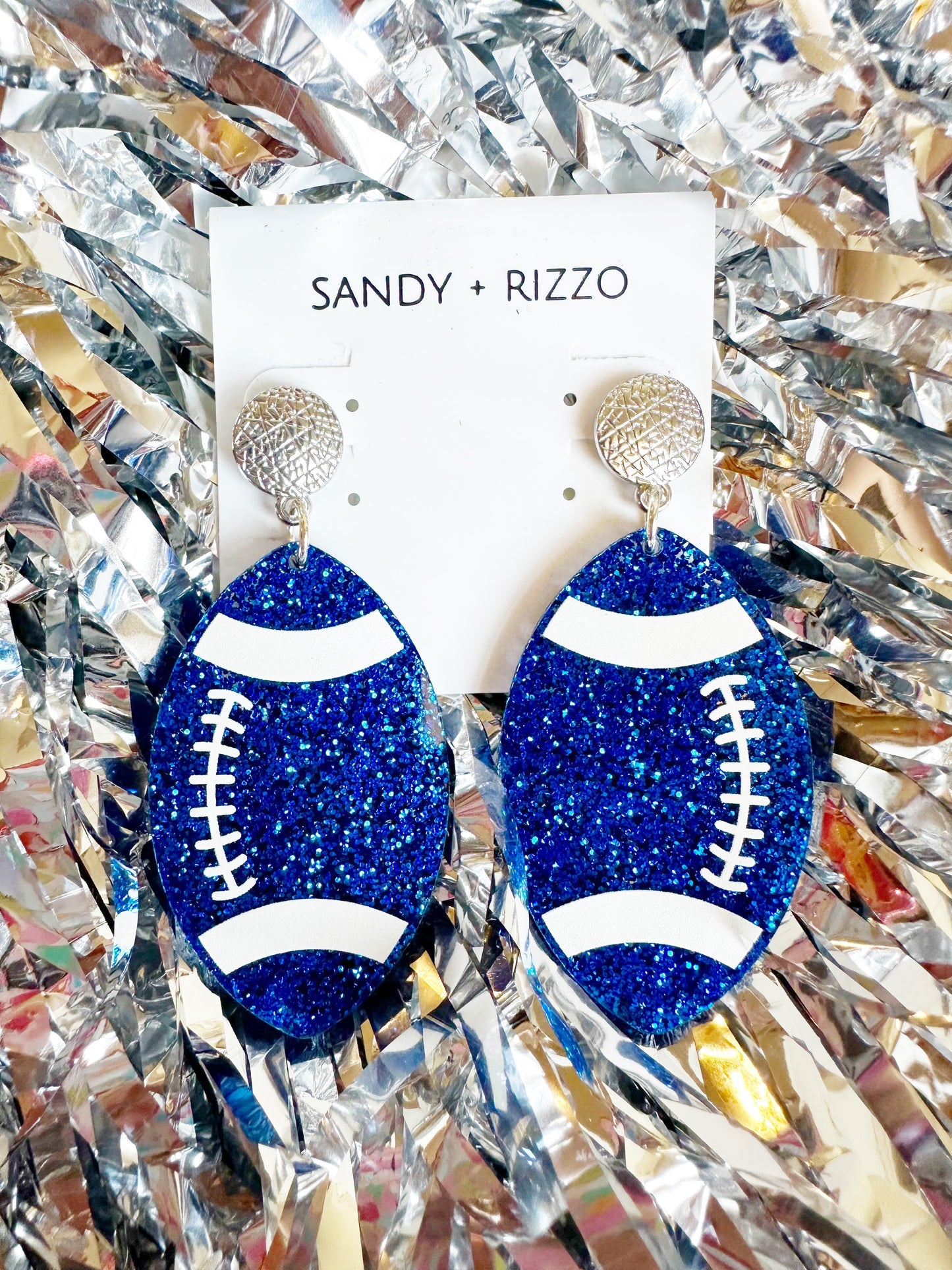 Blue Football Earrings