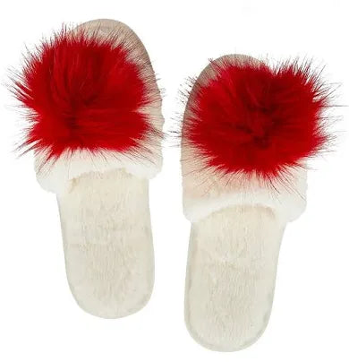 Ivory & Red Slippers