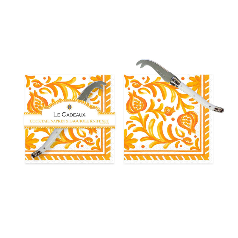 Sicily Cocktail Napkins & Cheese Knife