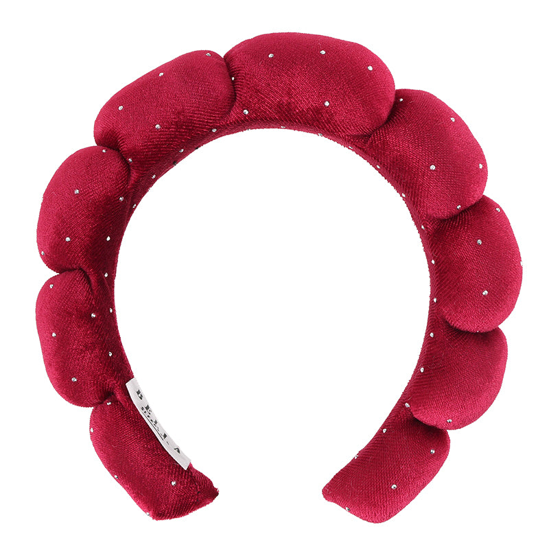 Makeup Headband - Burgundy Velvet Rhinestone