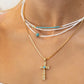 Coastal Grit Turquoise Heart Cross Necklace