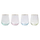 Rainbow Stemless Wine Glasses Set of 4