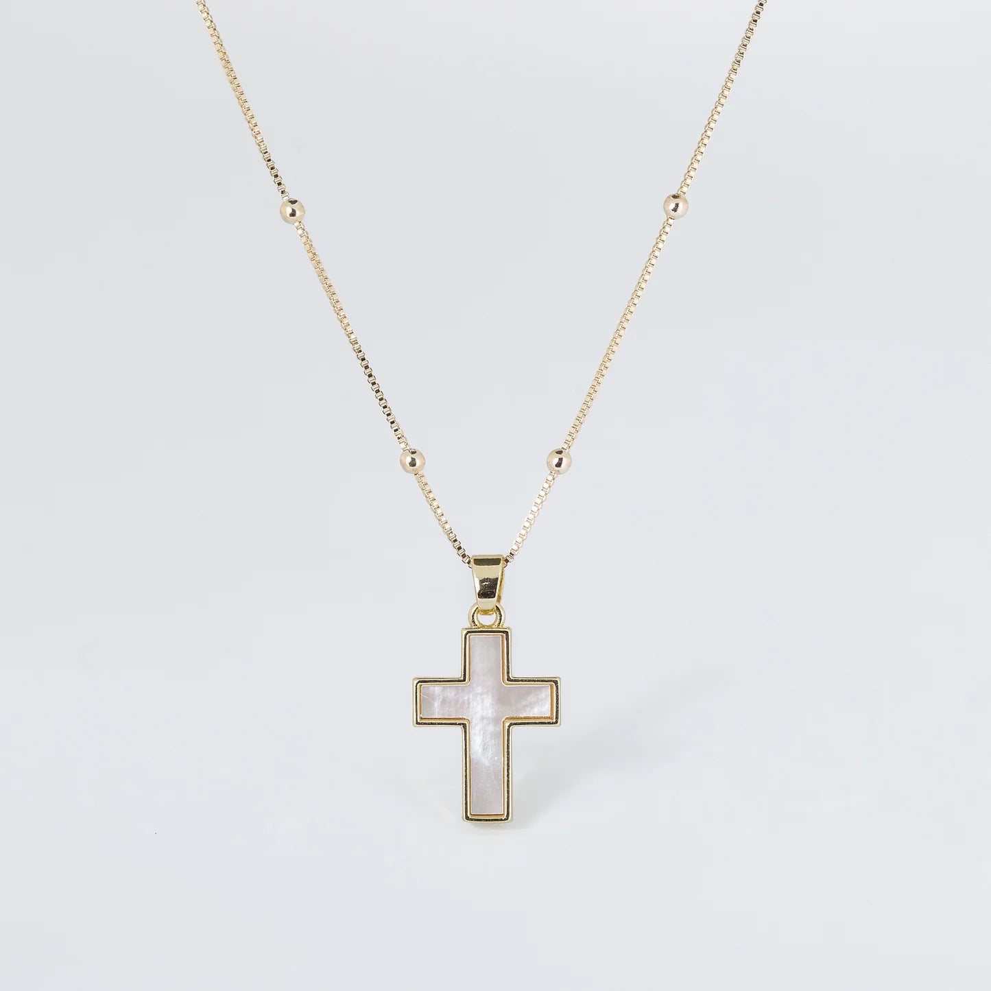 Coastal Grit Mother of Pearl Cross Necklace