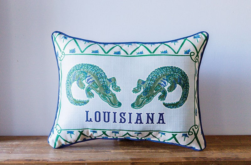 Chinoiserie Alligator Hometown Pillow