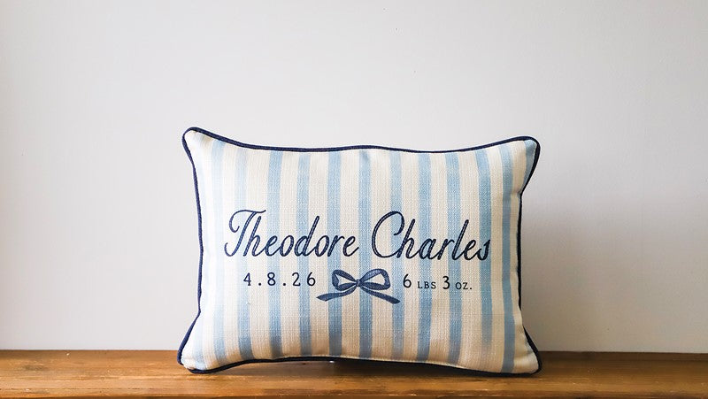 Sweet Baby Boy Birth Announcement Pillow