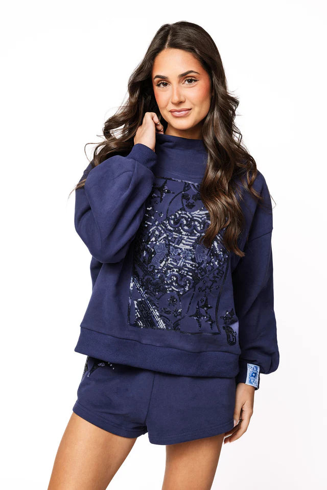 Queen of Sparkles Mock Neck Sweatshirt