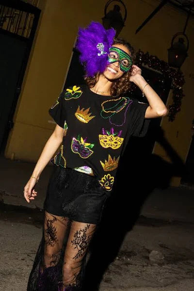 Queen Of Sparkles Mardi Gras Icon Tee