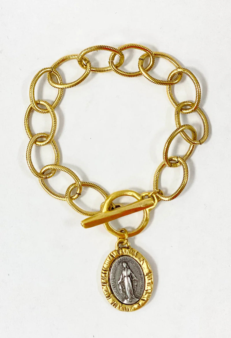 Coastal Grit Chunky Chain Bracelet - Two Tone Mary