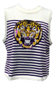 Queen of Sparkles LSU Mascot Striped Knit Tank