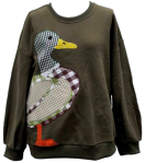 Queen of Sparkles Hunter Green Plaid Duck Sweatshirt