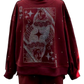 Queen of Sparkles Maroon & Grey Scattered Jewel Mock Neck Logo Sweatshirt