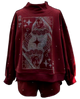 Queen of Sparkles Maroon & Grey Scattered Jewel Mock Neck Logo Sweatshirt