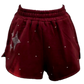 Queen of Sparkles Maroon & Grey Scattered Jewel Mock Neck Logo Short