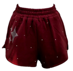 Queen of Sparkles Maroon & Grey Scattered Jewel Mock Neck Logo Short